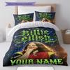Biancheria da letto con motivo personalizzato nome Billie Eilish, Set piumone Copripiumone Federa Regalo di Compleanno per la Casa(1 * copripiumino + 2 * federa, senza nucleo)
