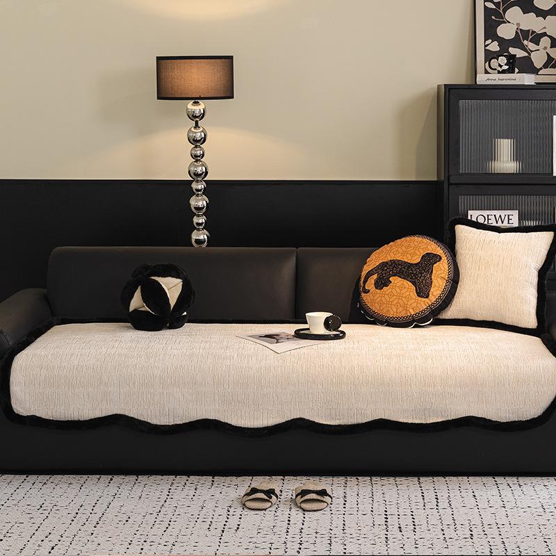 Special-Shaped Rough Edge New Sofa Cushion Universal In All Seasons Chenier Non-Slip Cover Leather Sofa Cover Non-Slip