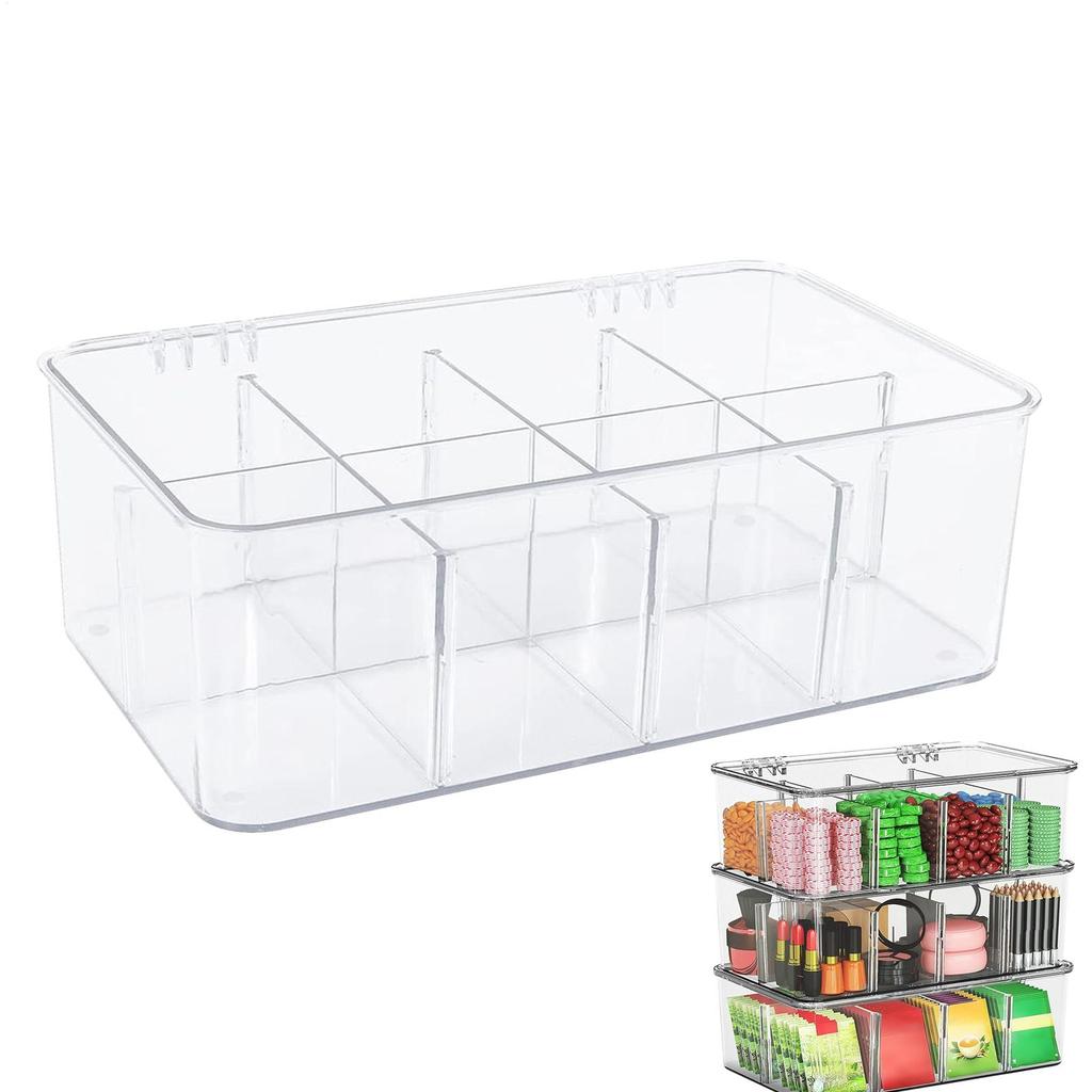 Tea Organizer Clear Container With Removable Dividers Packet Storage Tea Bag Holder Organizer For Kitchen Cabinet Counter Living