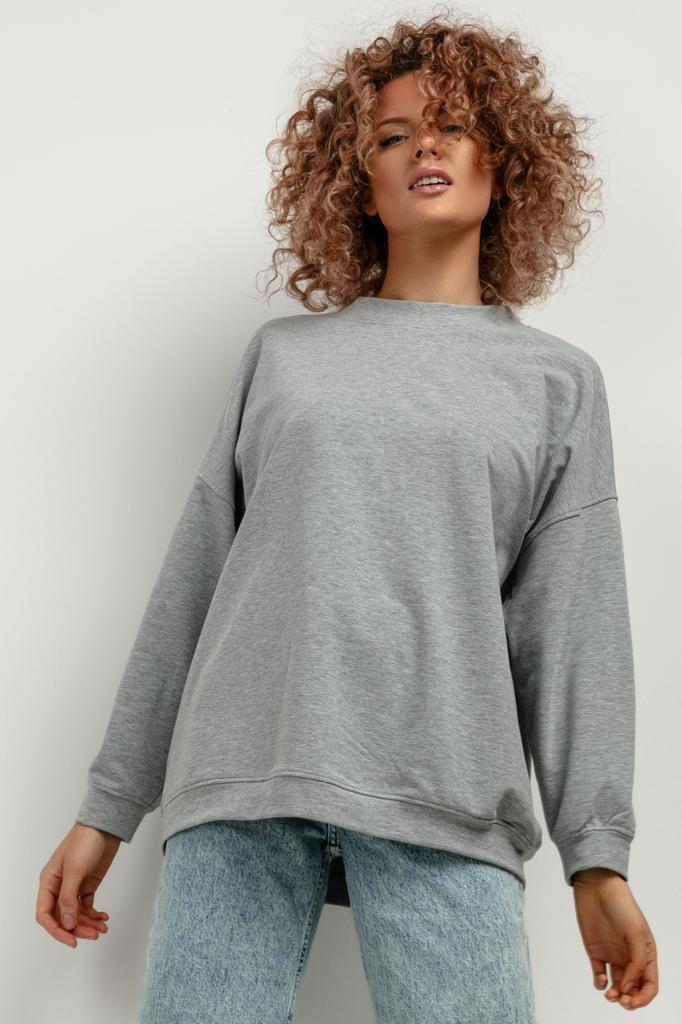 Wide long-sleeved sweatshirt T417 light gray light gray XS/S
