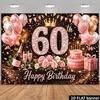 Sfondo Torta 2D Diamante Numero 60 Champagne Rosa per Celebrazione Compleanno Donna