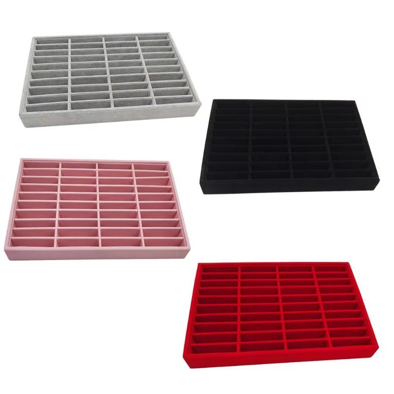 Stylish Velvet Bangle Tray With 40 Slot Inserts Display Stand For Watchbracelet Holder Case Jewelry Display Storage Rack