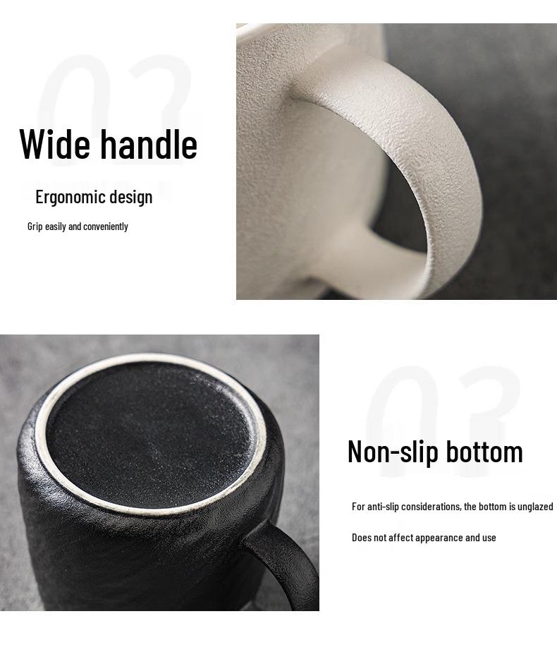 Men's Large Ceramic Mug with Rock Texture for Tea & Water