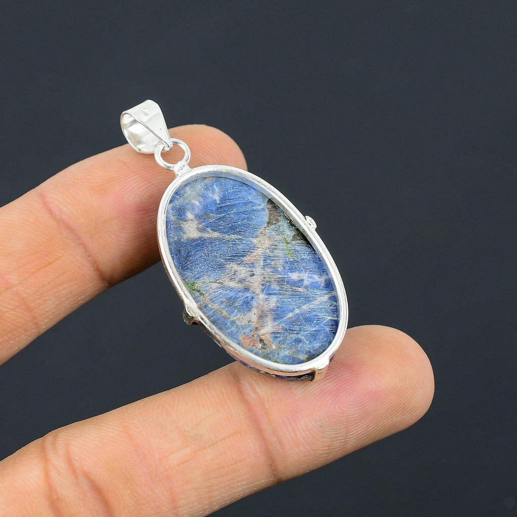 Womens Day Deal Sodalite Gemstone Third Eye Chakra Pendant Jewelry 925 Silver