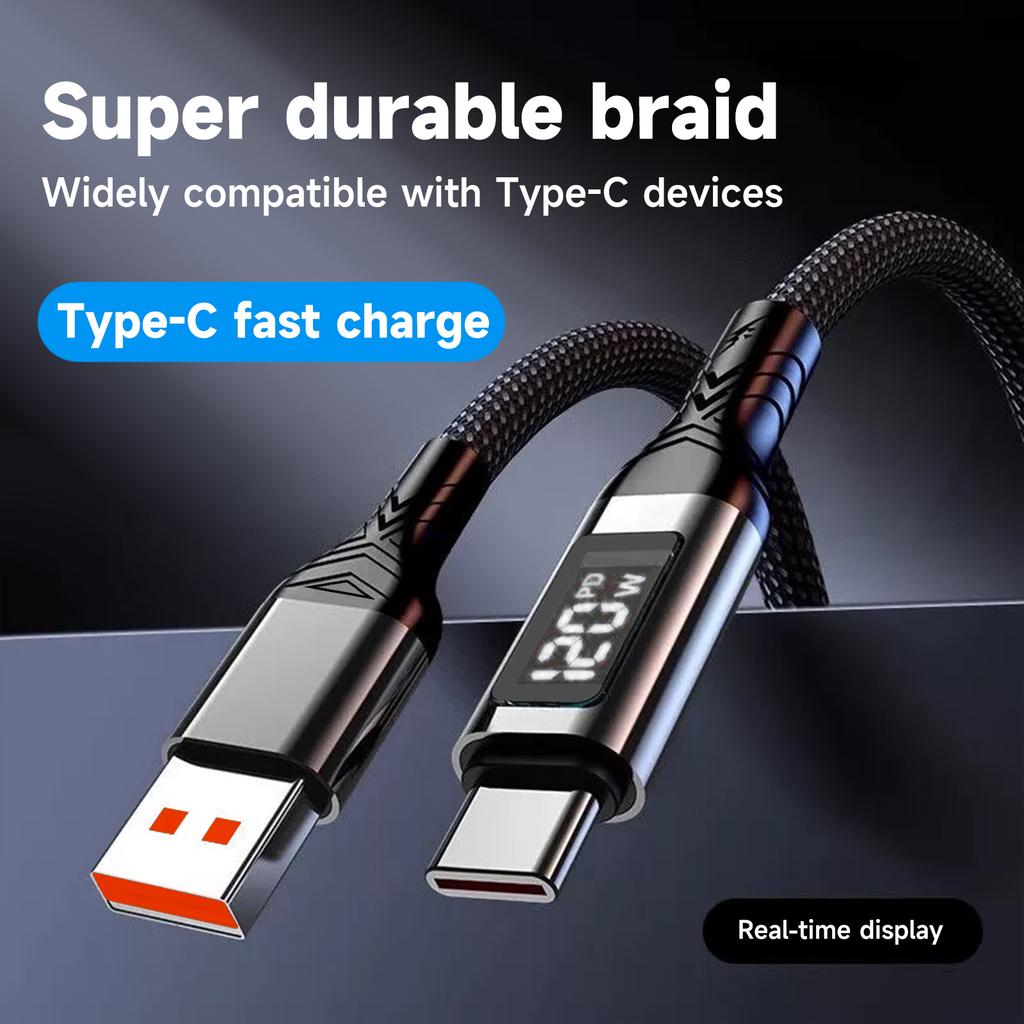 120W USB Type C Data Cord Ultra Fast Charging Cable  Digital Display Cable For Macbook Pro Xiaomi 14 Oneplus Samsung