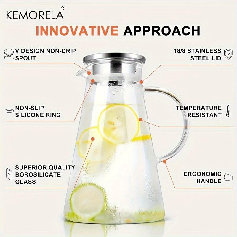 1 STÜCK Wasserkrug Transparentes Hitzebeständiges Glas Kaltwasserkessel Und Wasserkanne Mit Griff Großes Fassungsvermögen Bürohaushalt Krug