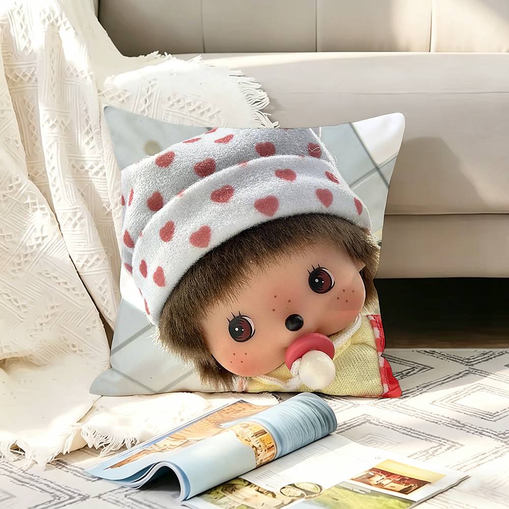 Cute MMonchhichiS Various Sizes Square Pillow Case For Car Home Bedchamber Decor