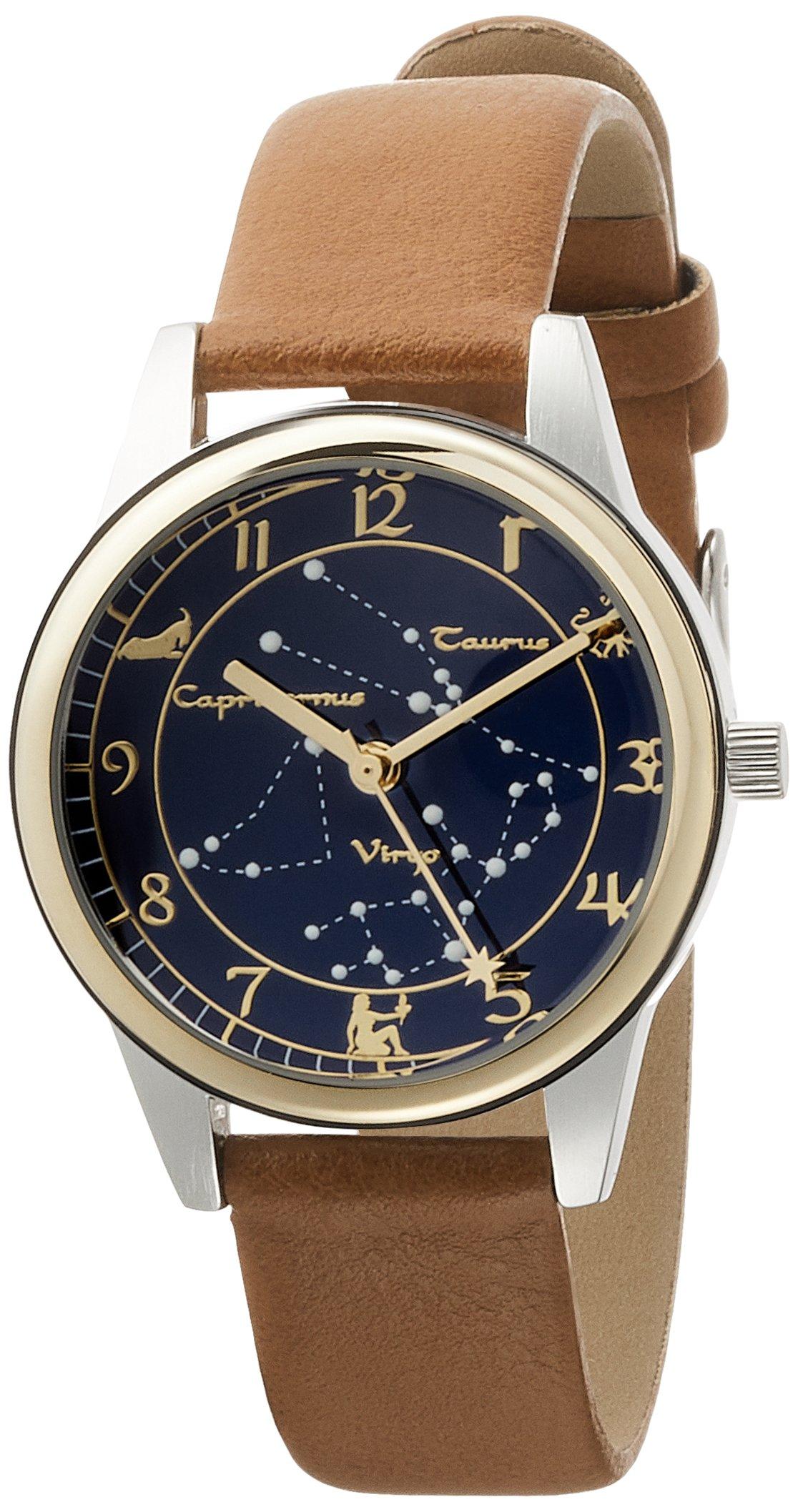 

Fieldwork Meola Analog Watch, DT127-2, Women s, Brown, with Leather Strap, Navy Blue Dial and Constellation Design