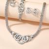 Exquisite five-piece fashion jewelry set for women: dazzling rhinestone criss-cross ring necklace and stud earrings