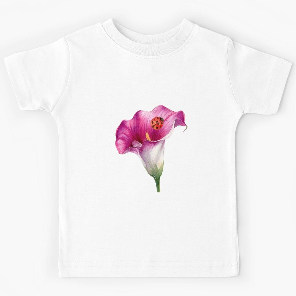 Ladybug on Lily. Ladybug and Flower Kids T-Shirt 120