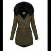 2024 Autumn/Winter Slimming Women's Solid Fur-Collar Hooded Mid-Length Warm Cotton Coat