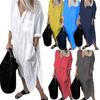 Shirt Dress Solid Color Side Split Spring Summer Temperament Loose-fitting Long Dress