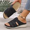 JS2 New 22 Round Toe Hollow Sandals Slope Heel Casual Large Size Sandals