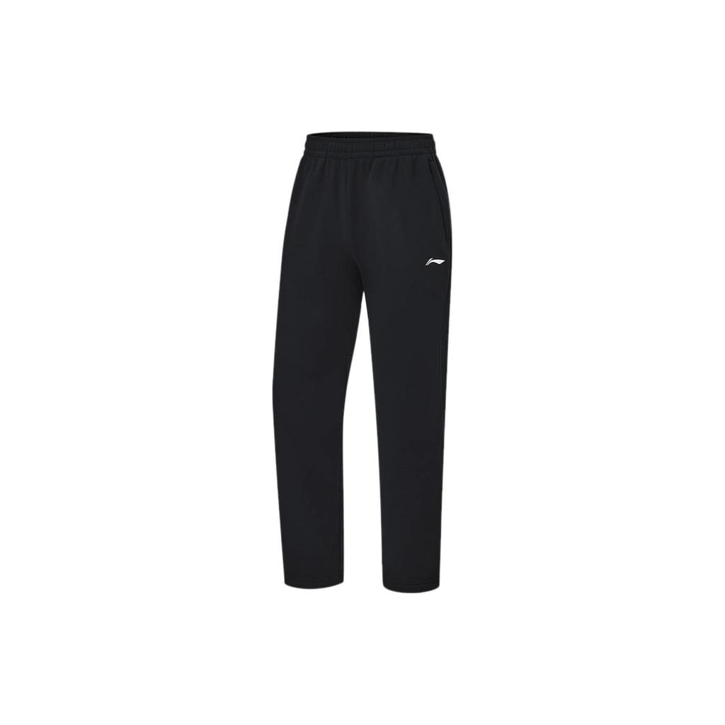 Li Ning Fitness Series Solid Color Logo Straight Leg Fleece Warm Knitted Sports Pants Men Pants AKLT795-3