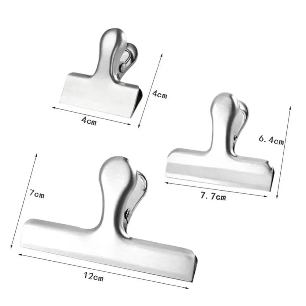 3PCS Stainless Steel Bag Clipsf For Food Heavy Duty Metal Silver Food Clips Office Paper Clamps Air Tight Seal Snack Clips 2