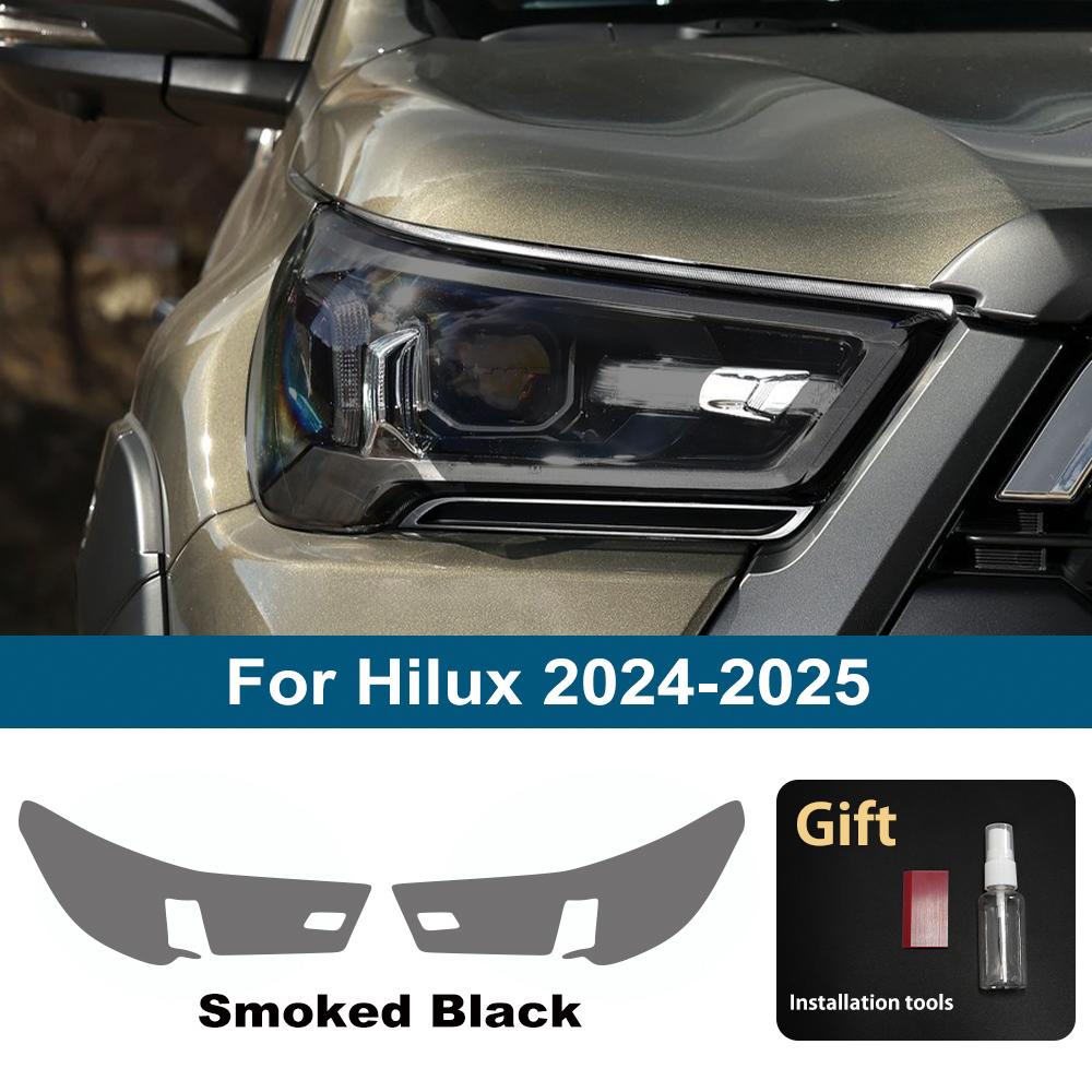 Pro Toyota Hilux 2026-2026 Střihnutá Ochranná fólie na světlomety do auta Kouřově černá Přední Anti-Scratch Vysoce lesklá Vinylová fólie
