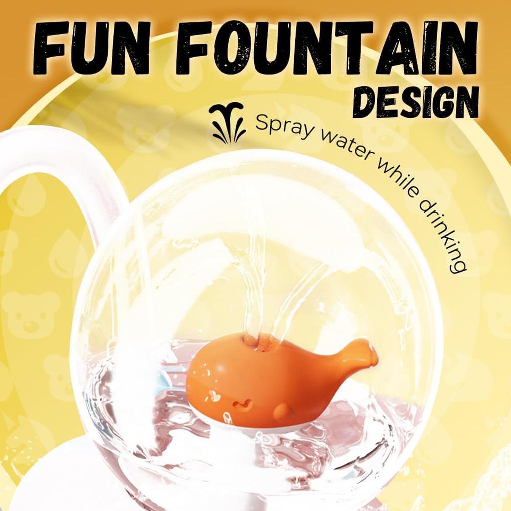 Pohár na pití s velrybou, 24oz láhev na vodu s velrybou, nerezový pohár se sprejem velryby, nepropustný pohár se zatíženou brčkem pro děti