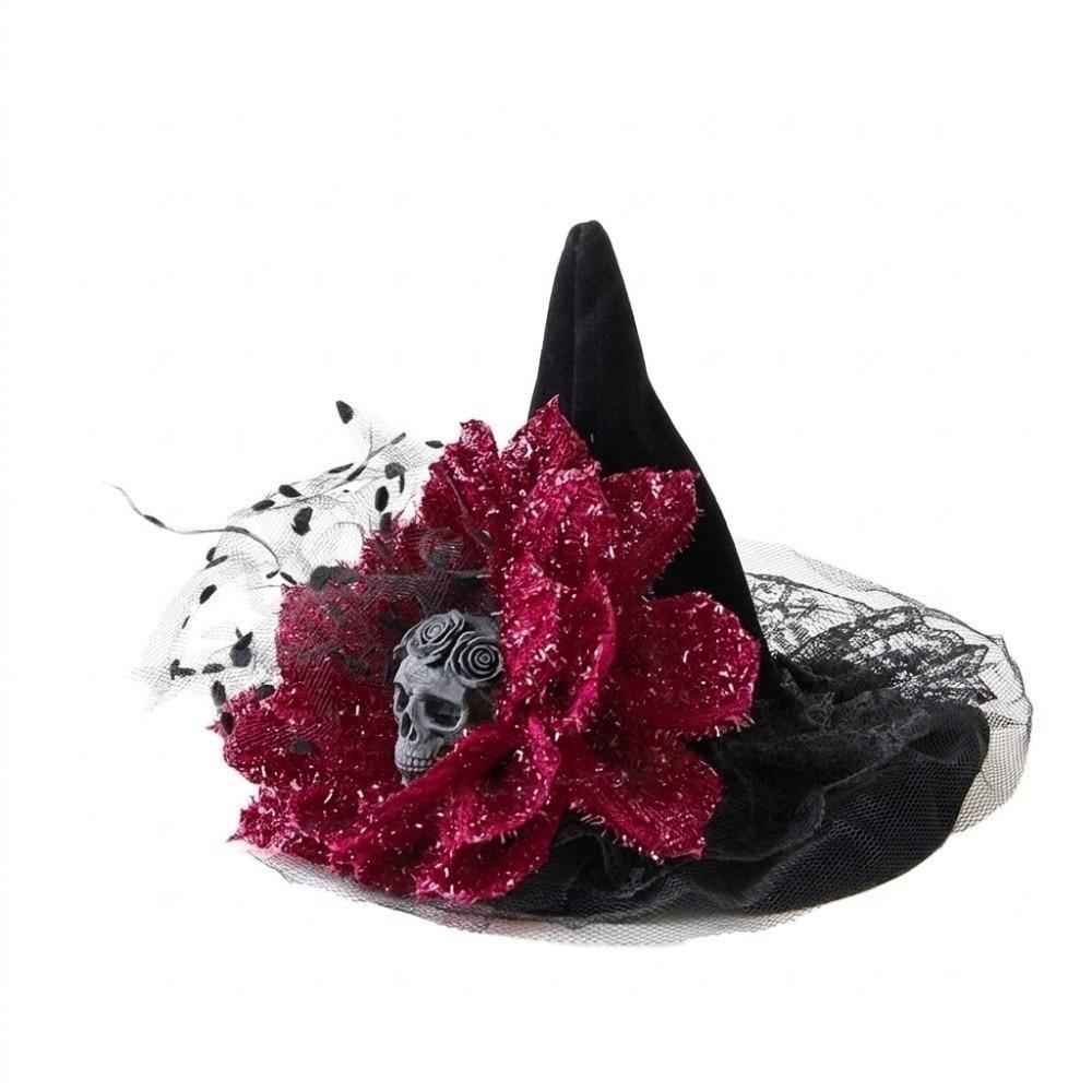 Netz-Hexenhut Haarspange Blume Hexen-Haarnadeln Kreative Halloween-Haarspange Kostümparty