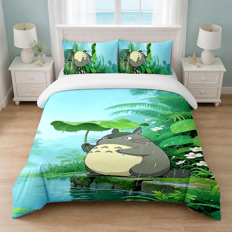 My Neighbor Totoro Bedroom 3Pcs Bedding Set Soft Bed Sheet Pillowcases Home Bedding Decoration