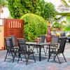 Foldable Seating Group For 6 People 1 Table Plus 6 Chairs Garden Furniture Set Seating Set Aluminum Mesh Black
