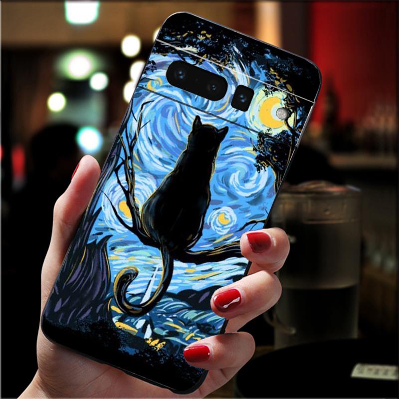 Van Gogh Sunflowers Cat Phone Case For Google Pixel 10 Pro 9 Pro XL 9A 8 7 6 Pro Pixel 8A 7A 6A Pixel 8 7 6 5