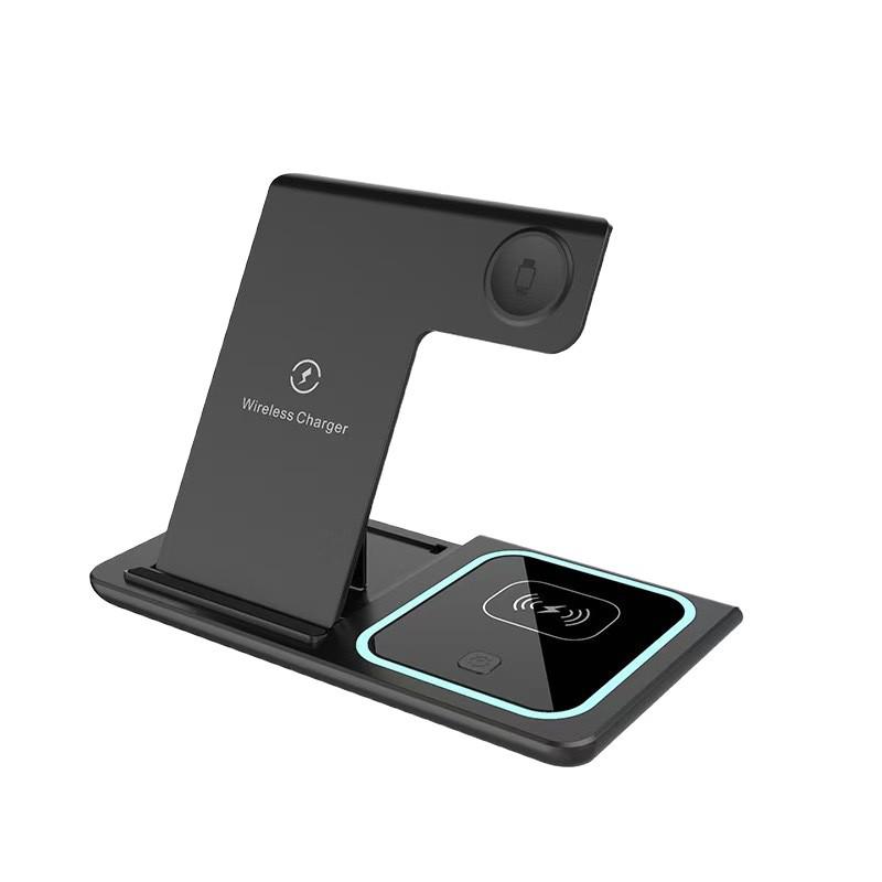 3-in-1 Foldable Wireless Charger: Phone Stand, Watch & Earbuds Fast Charger