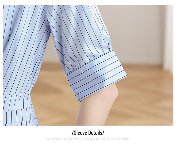 Women's Summer French Striped Shirt Dress - Elegant Long Style, College-Inspired, Absolutely Stunning
