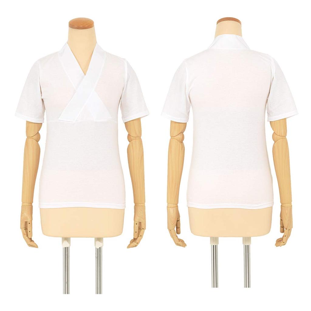 [SOUBIEN] (Soubien) Half-length Undergarment T-shirt for Women, White, Cotton, Shapewear, Japanese Style Underwear, Made In Japan, Uw0179w, LL Size