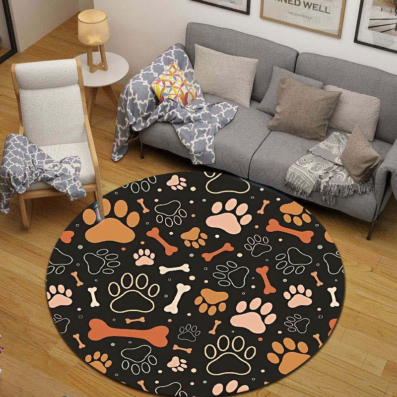 Chic Round Christmas Multicolor Rug Mat, Non-Slip Floor Mat for Nursery