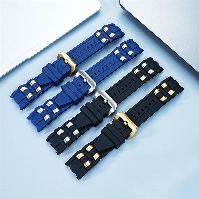 Rubber Watch accessories strap compatible for Invicta Russian Professional Divers silicone metal pellet wristband bracelet 26mm