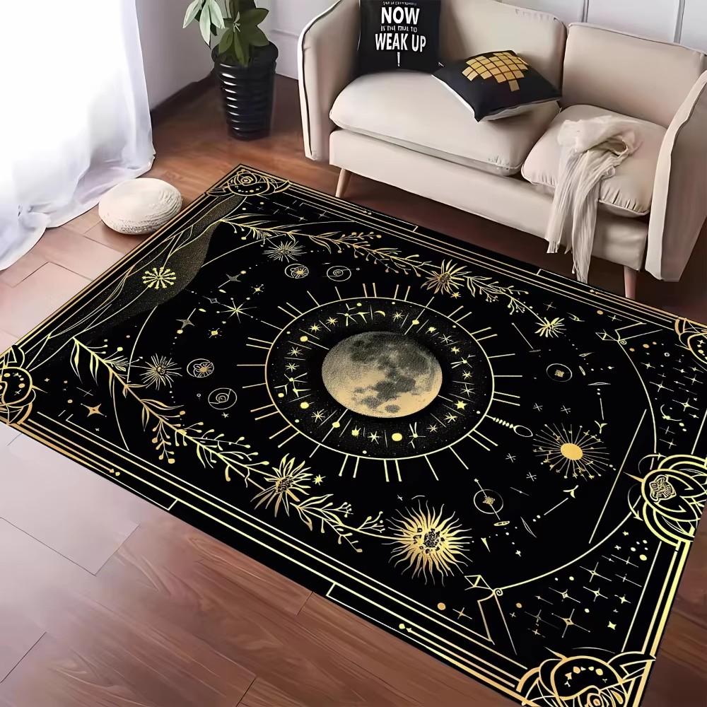 Mystical Tarot Inspired Carpet Featuring Star Moon and Sun Designs Anti-slip Floor Mat for Living Room Bedroom Decor Doormat