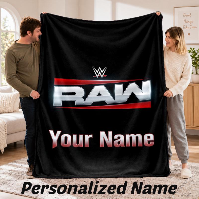Custom Name WWE LOGO Flannel Throw Blanket Personalized Text Soft Blanket Bed Sofa Gift