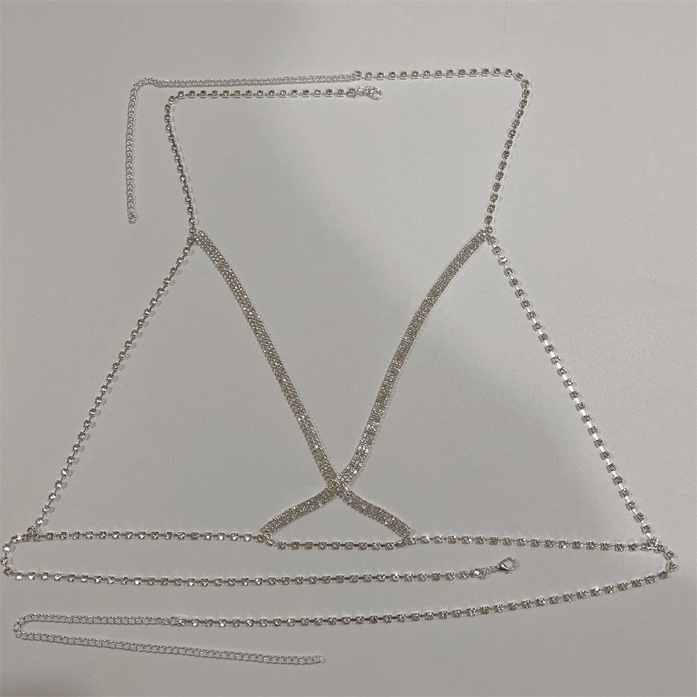 New Body Accessories Sexy Cross Chest Chain Women, Nightclub Shiny Rhinestone Body Chain Body Chain