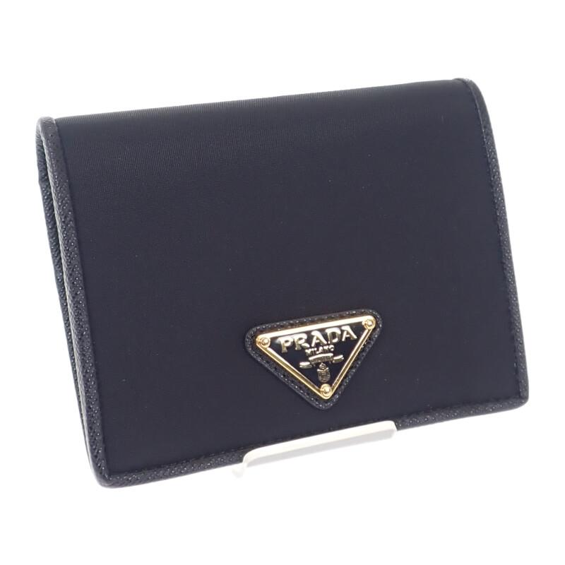 Prada 1MV204 Bifold Wallet Black Safiano/Nylon Women