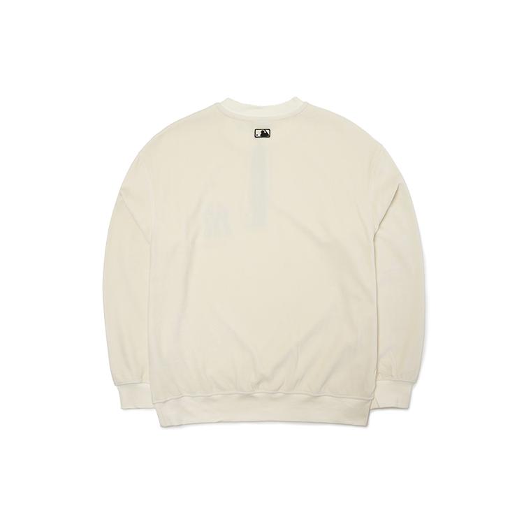 MLB Base Logo Sweatshirts Unisex White Crew Neck Moderate Regular 3AMT00314-50CRS