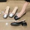Square Head, Shallow Mouth, Empty Bag Head, Mary Jane Sandals, Women's Bow Single Shoes, Summer New Sweet Low-heeled Shoes