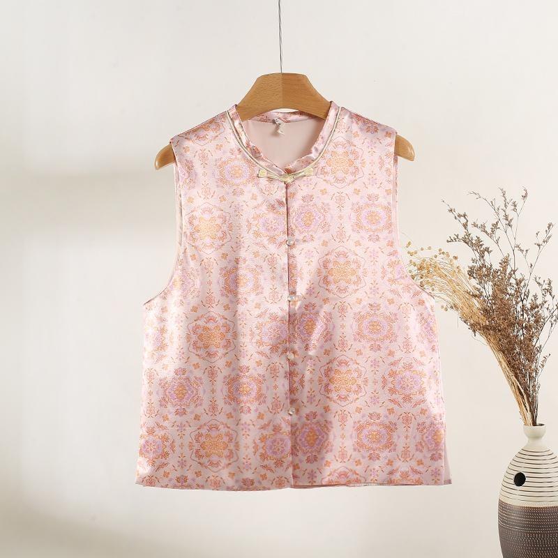 

Brocade jacquard vest women s retro disc buckle sleeveless vest early spring new vest vest 3XL ([Recommended 138-75kg])