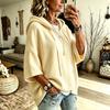Women's Loose Seven Quarter Sleeves, Hooded Drawstring T-shirt, Batsleeved Top, Outerwear