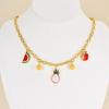 Rural Style Eggplant Corn Fashion Necklaces Color Drip Glue Pendant Necklace Exquisite Round Beads Stainless Steel Jewelry