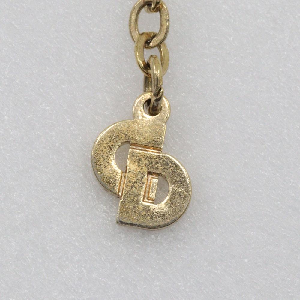 Dior 3P Necklace vintage Plated Gold/Rhinestone 4.5g Women Used