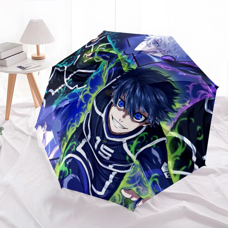 Blue Lock  Pattern, Automatic Folding Umbrella, Portable and Foldable Design, 8 Ribs, a Christmas or Birthday Gift.
