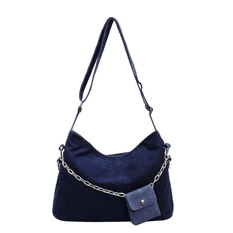 Fashion Casual Denim Tote Bag Female Niche Versatile Student Class Commute Shoulder Messenger Bag