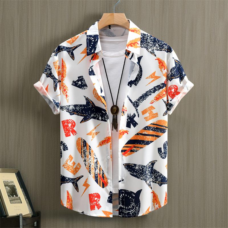 Flower Plants Print Men's Short-sleeved Shirt 3D Print Single-breasted Shirt Fashion Summer Casual Vacation Button Down Blouse