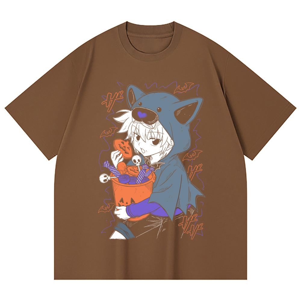 230 Gsm 100% Cotton HXH V10 Killua Halloween Print Unisex Heavy Cotton T Shirt