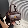 Handbag Pocket Boston Tote Bag Solid Color Underarm Bag Retro PU Bowling Bag Girls