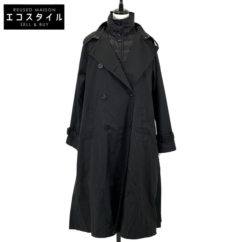Moncler EBIHENS 2WAY Pleated Switching Trench with Inner Down Vest Coat 1 blackUsed