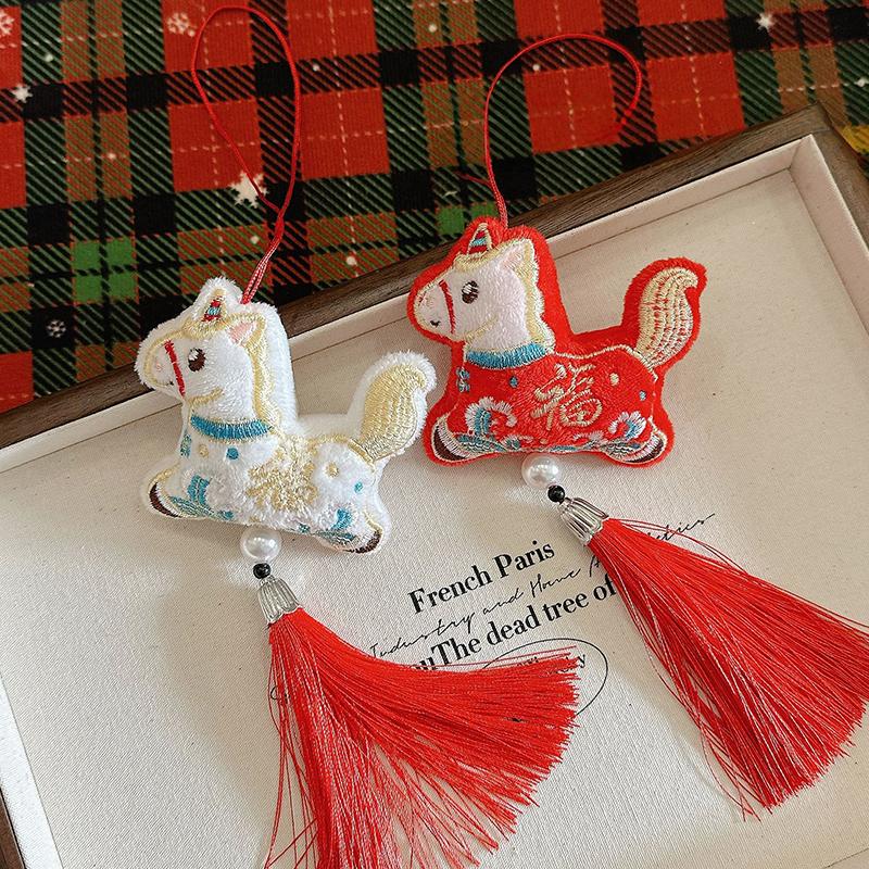 1Pcs Chinese Style Pony Zodiac Schoolbag Pendant Year Of The Horse New Year Festive Doll Ornament Keychain