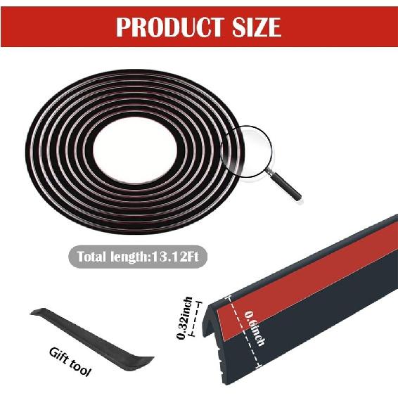 V Shape Car Door Seal Strip Rubber Weather Stripping Dustproof Self Adhesive 4M