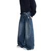Design Belt Jeans Men's Autumn and Winter Loose Straight Retro Blue Pants American High Street Wide-leg Pants Classic Men's Casual Jeans
