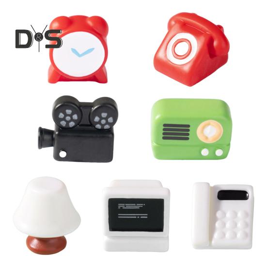 

7 шт. миниатюрный орнамент винтажная модель радио из смолы мини настольная лампа компьютер стационарный телефон для детей миниатюрный дом 7pcs